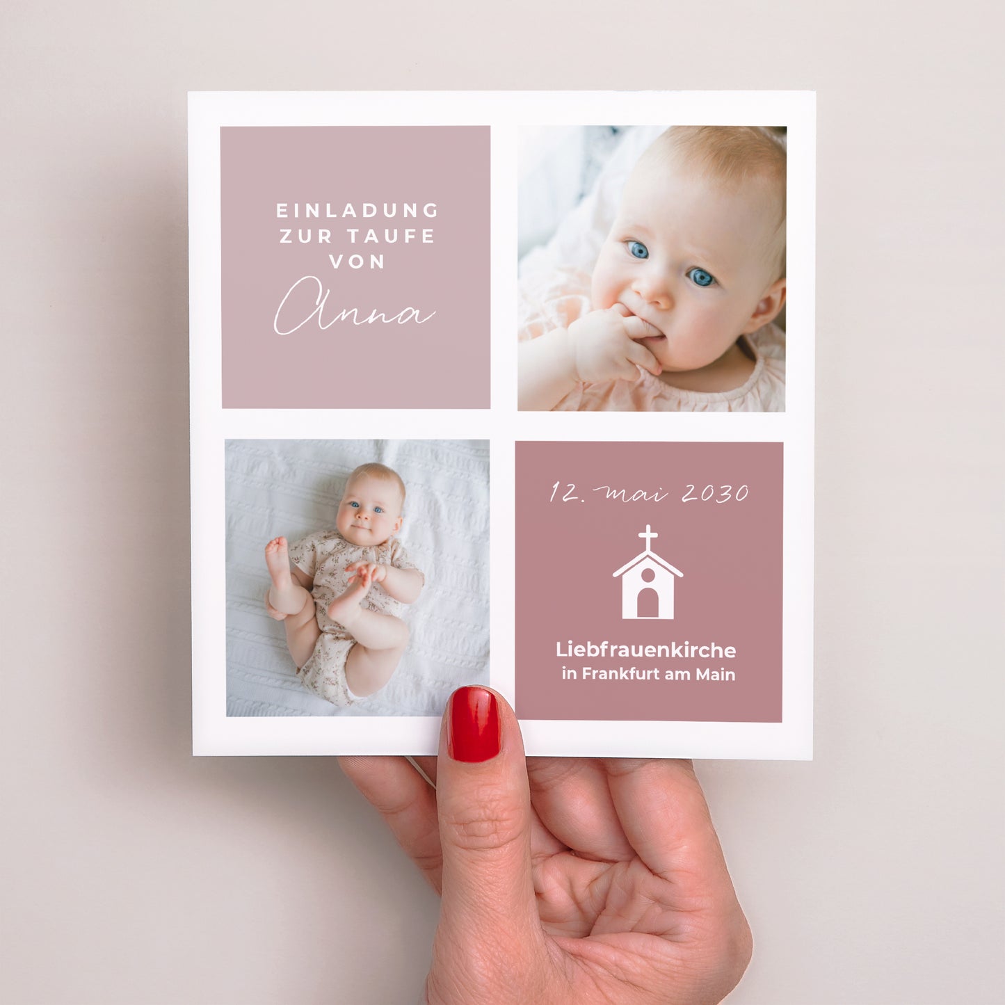Taufeinladung Quadrat Camaieu pastel foto N° 2