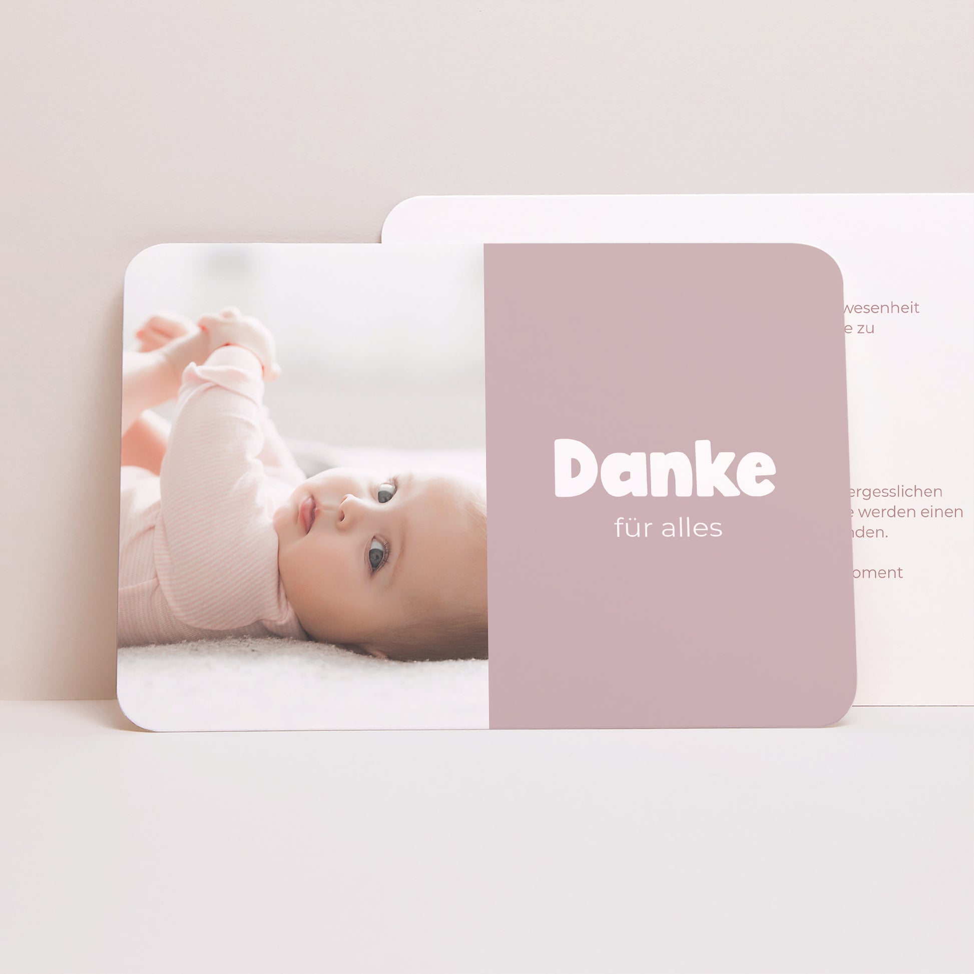 Dankeskarte Taufe Landschaft, abgerundete Ränder Gepudertes Herz foto N° 1