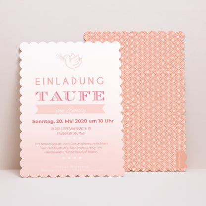 Taufeinladung Porträt, Keksränder Gradienteneffekt Rose foto N° 1