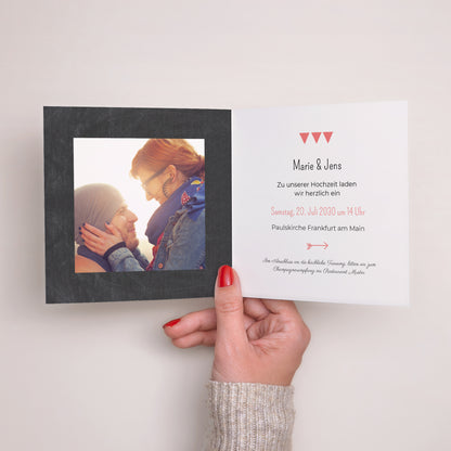 Hochzeitseinladung Doppelflügiges Quadrat Liebesfoto foto N° 2