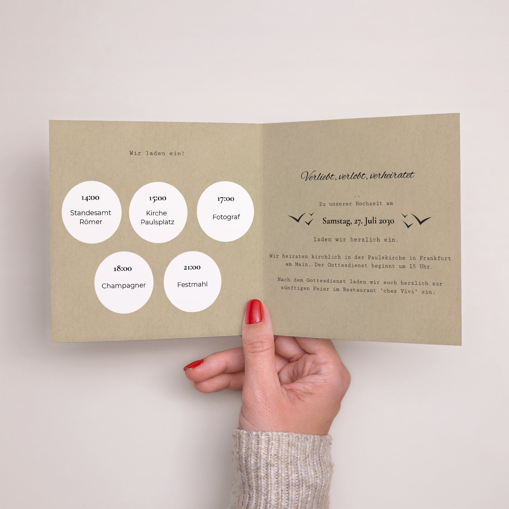 Hochzeitseinladung Doppelflügiges Quadrat Sonnenpass foto N° 2