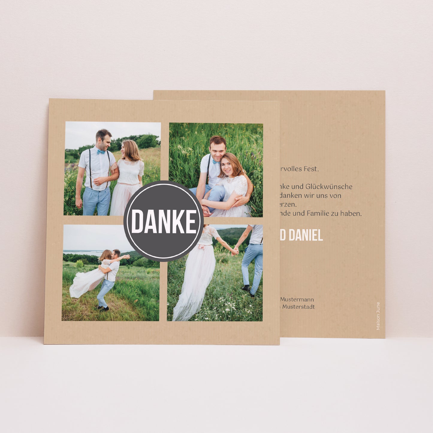Dankeskarte Hochzeit Quadrat Allianzen Fond Kraft foto N° 1