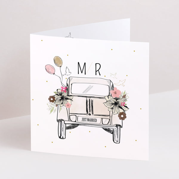 Hochzeitseinladung Doppelflügiges Quadrat 2CV Citroen foto