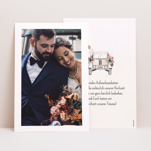 Dankeskarte Hochzeit PortraitPorträt 2CV Citroen foto