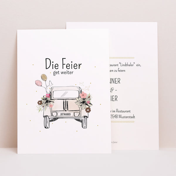 Einladungskarte Hochzeit Porträt 2CV Citroen foto