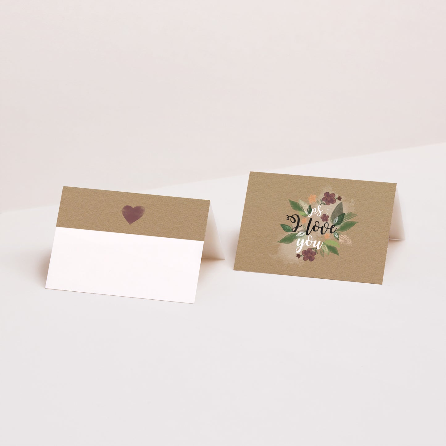 Tischkarten Hochzeit Quer Vintage-Blumen foto N° 1