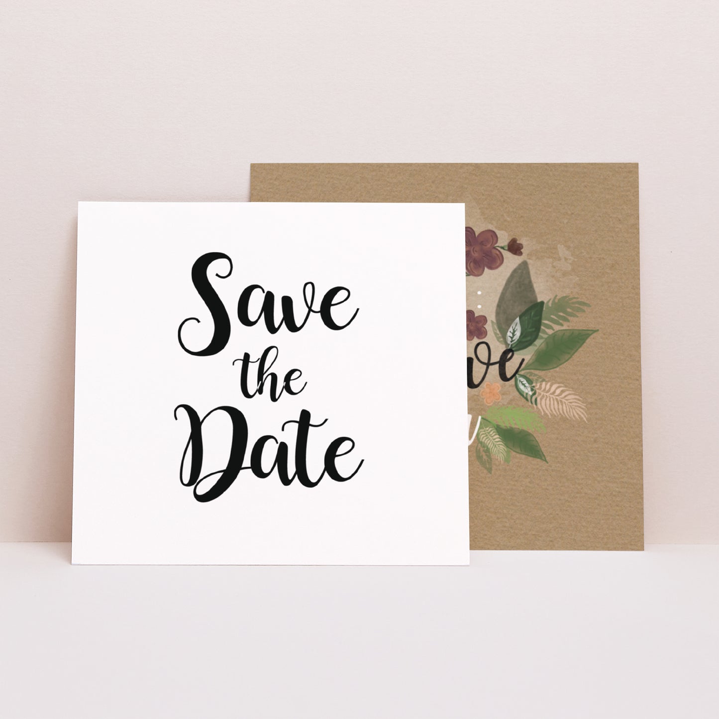 Save the date Karte Hochzeit Quadrat Vintage-Blumen foto N° 1