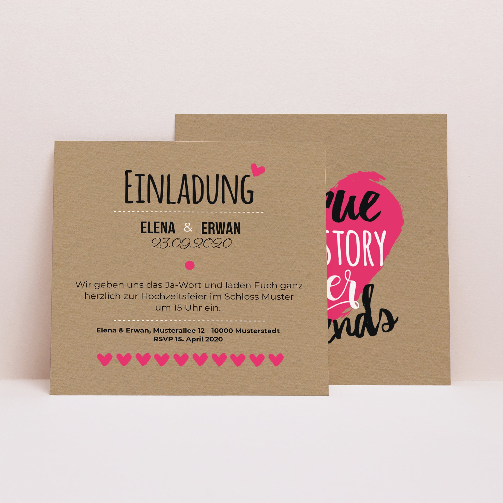 Beilegekarte Hochzeit Quadrat Love story foto N° 1
