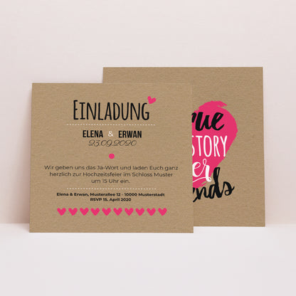 Beilegekarte Hochzeit Quadrat Love story foto N° 1
