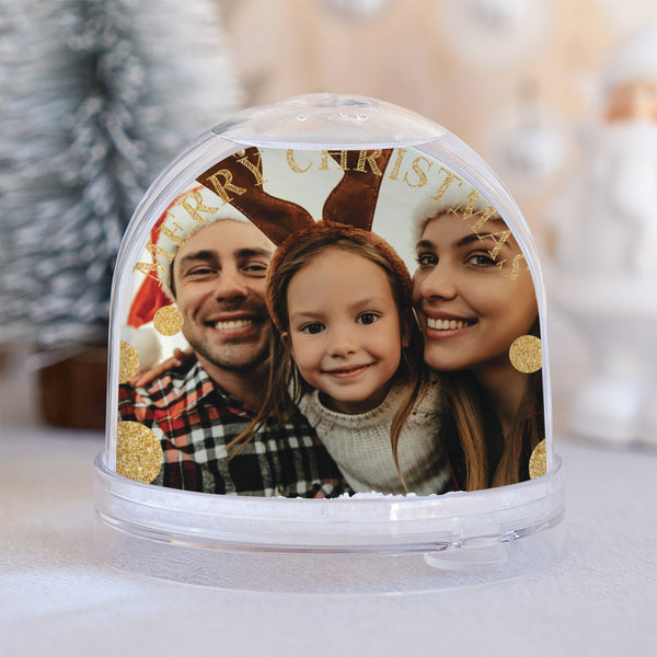 Schneekugel Weihnachten Glass Goldener Schnee foto