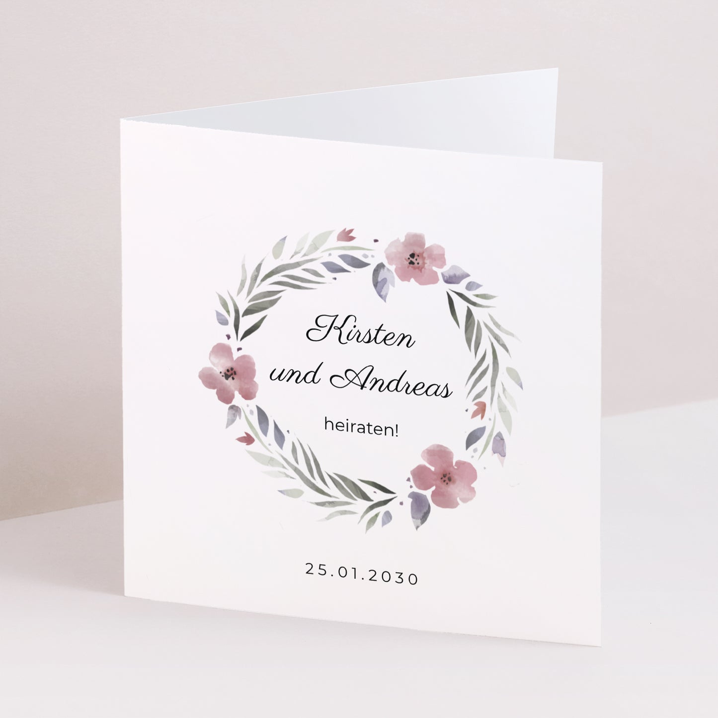 Hochzeitseinladung Doppelflügelfenster Romantische Blumen foto N° 1
