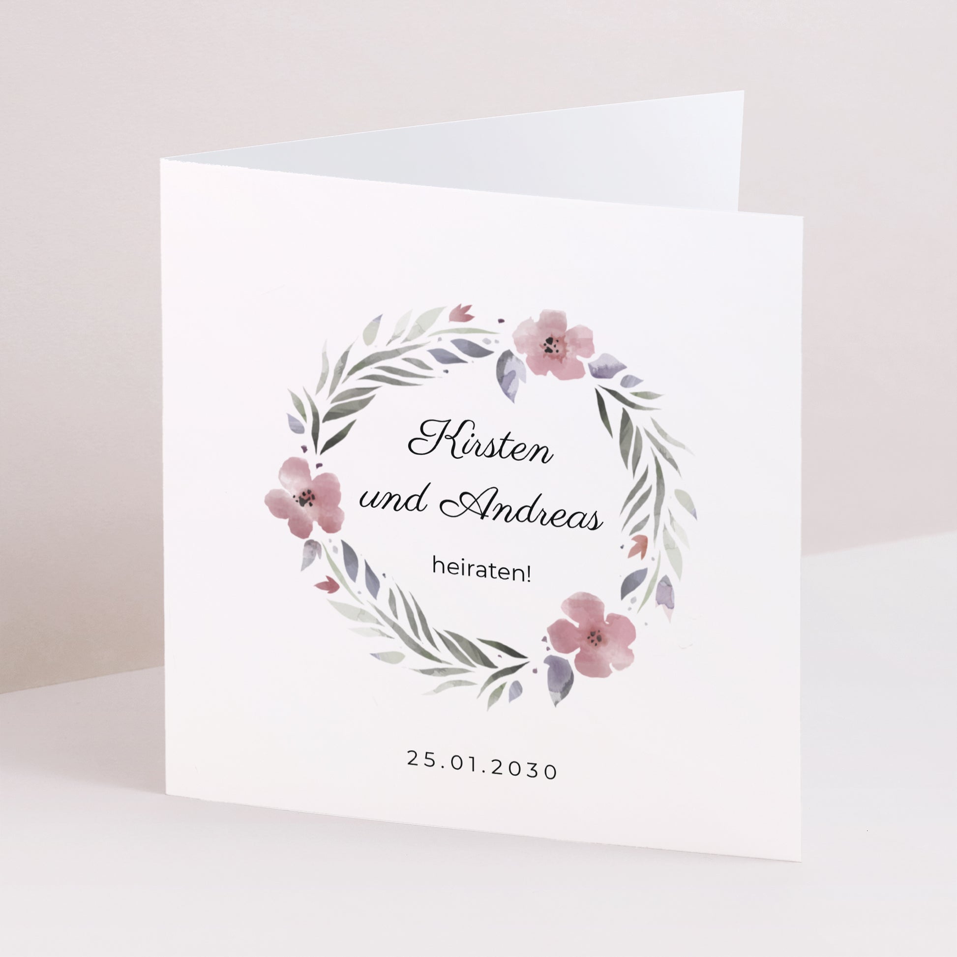 Hochzeitseinladung Doppelflügelfenster Romantische Blumen foto N° 1