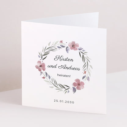 Hochzeitseinladung Doppelflügelfenster Romantische Blumen foto N° 1
