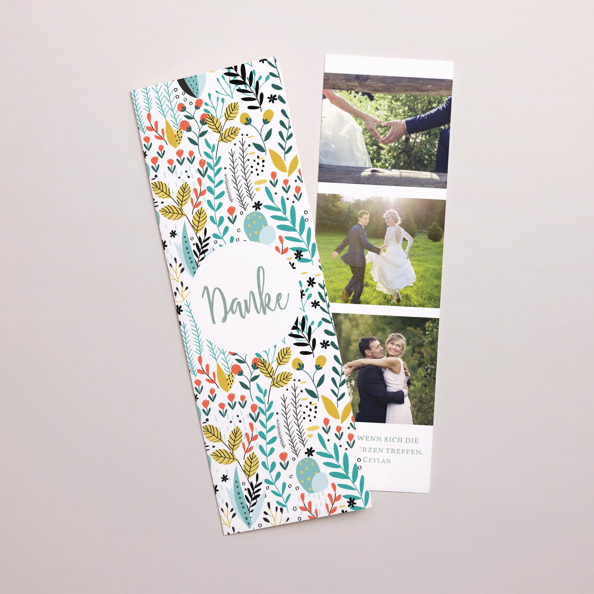 Dankeskarte Hochzeit Fotoautomaten Lesezeichen Wilde Wiese foto N° 1