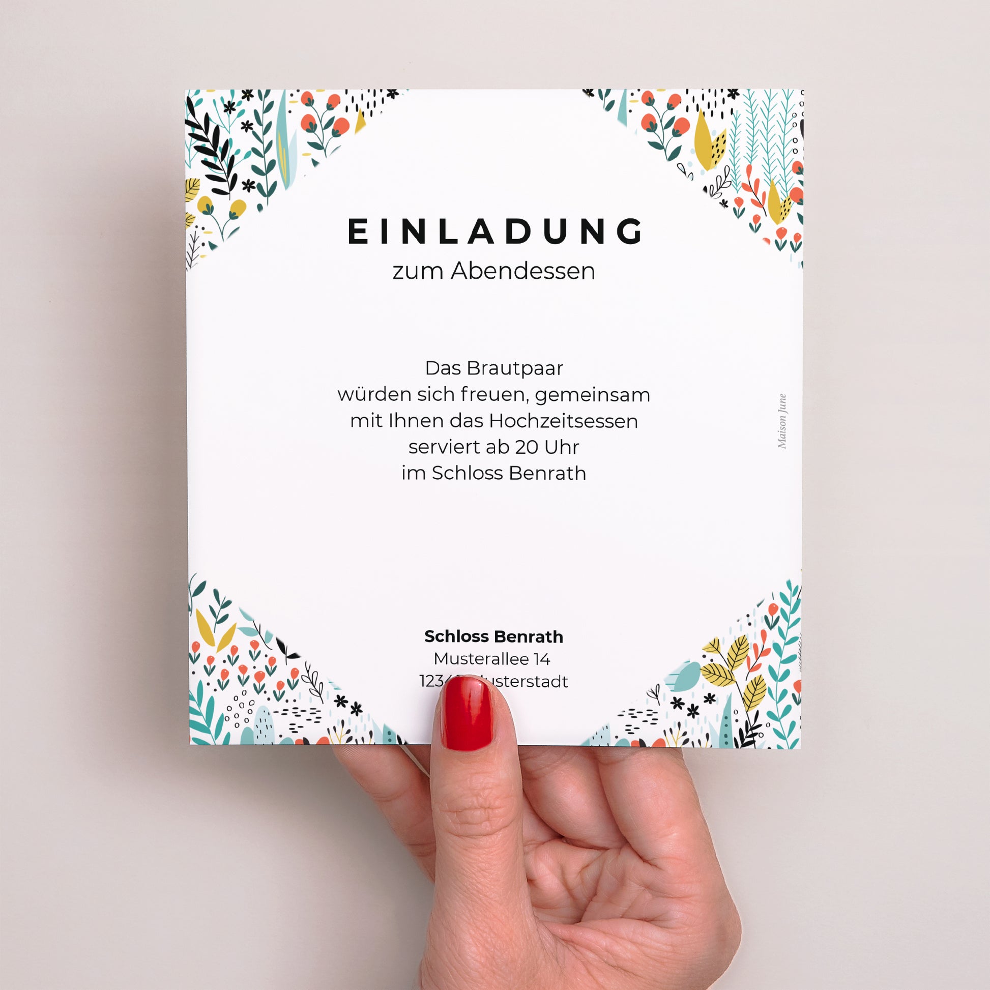 Beilegekarte Hochzeit Quadrat Wilde Wiese foto N° 1