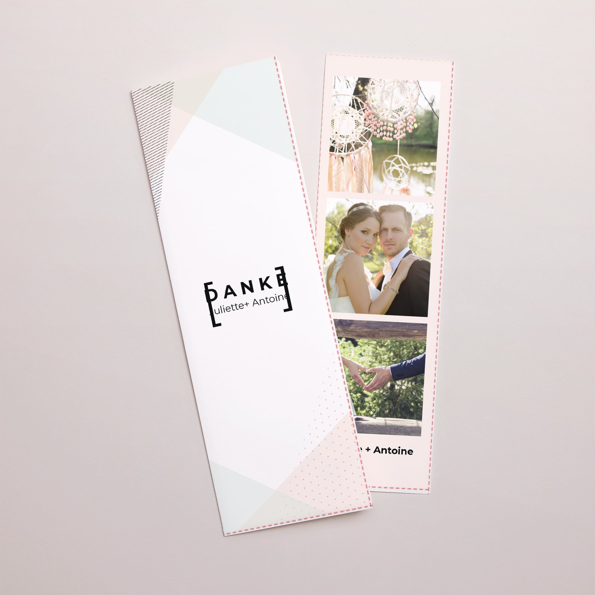 Dankeskarte Hochzeit Fotoautomaten Lesezeichen Kubistischer Stil foto N° 1