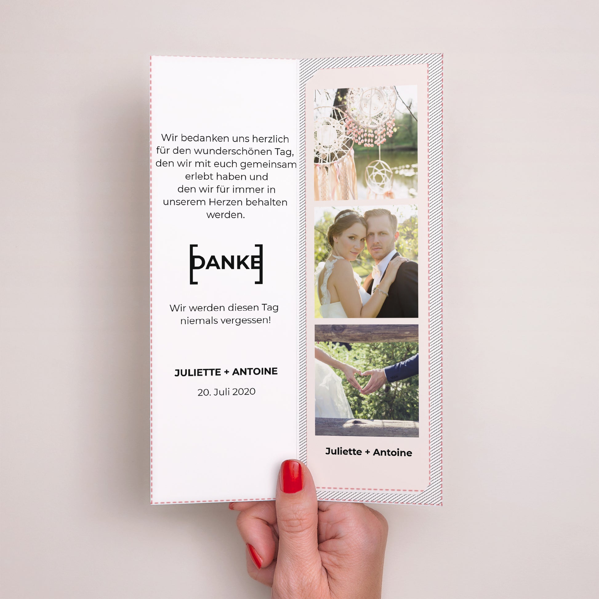 Dankeskarte Hochzeit Fotoautomaten Lesezeichen Kubistischer Stil foto N° 2