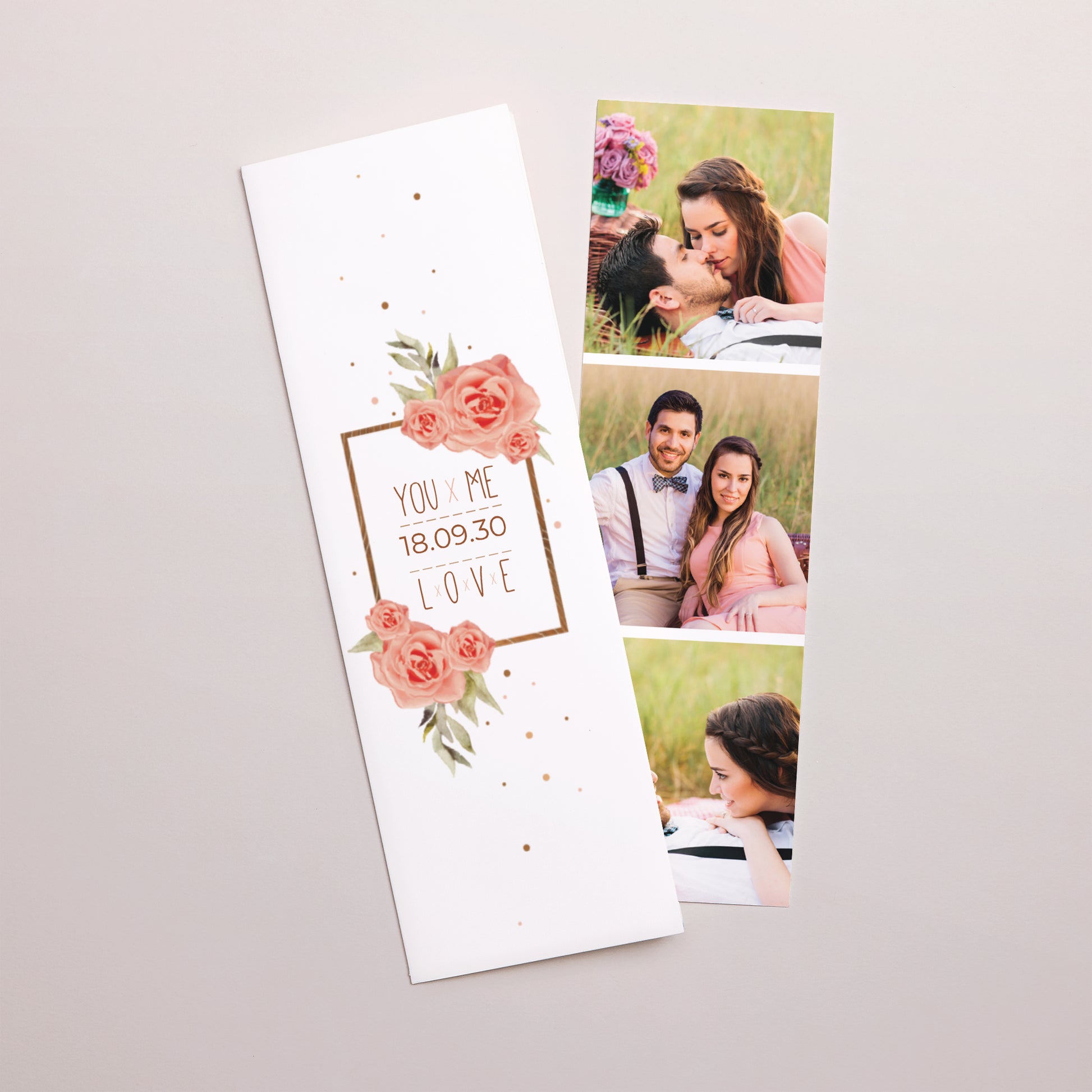 Hochzeitseinladung Fotoautomaten Lesezeichen Rose Chic & Holz foto N° 1