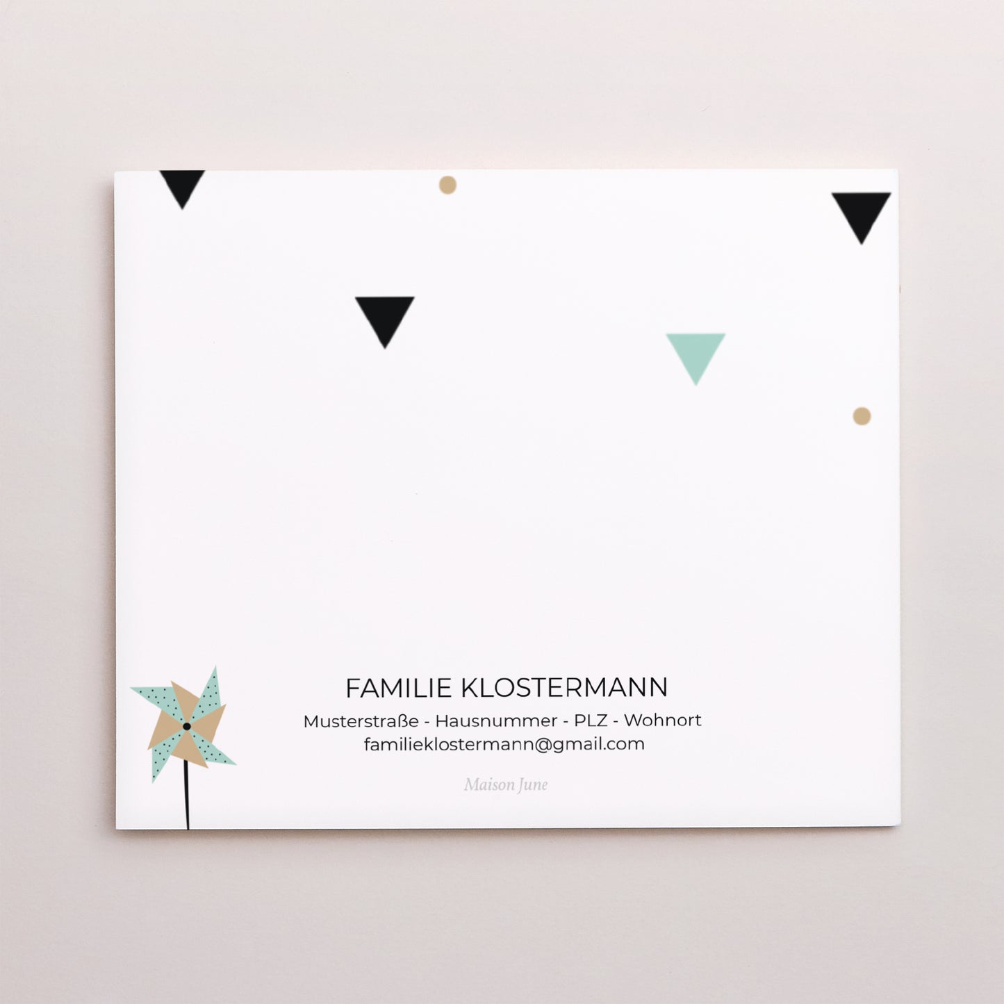 Dankeskarte Geburt Asymmetrische Zweiflügeltür Origami Boy foto N° 3