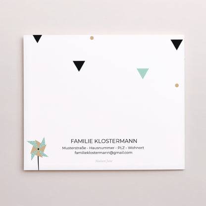 Dankeskarte Geburt Asymmetrische Zweiflügeltür Origami Boy foto N° 3