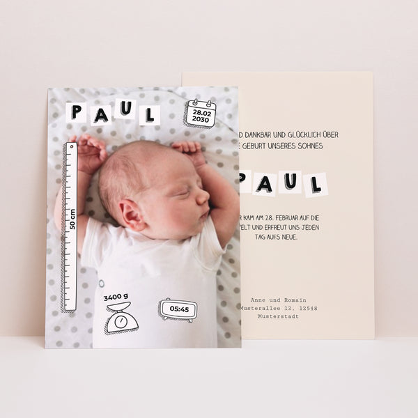 Geburtskarten ABC Baby foto