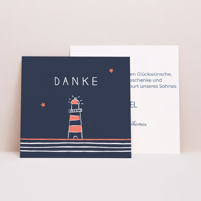 Dankeskarte Geburt Quadrat Kleines Schiff foto N° 1