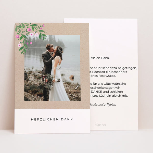 Dankeskarte Hochzeit PortraitPorträt Natur in Feierlaune foto