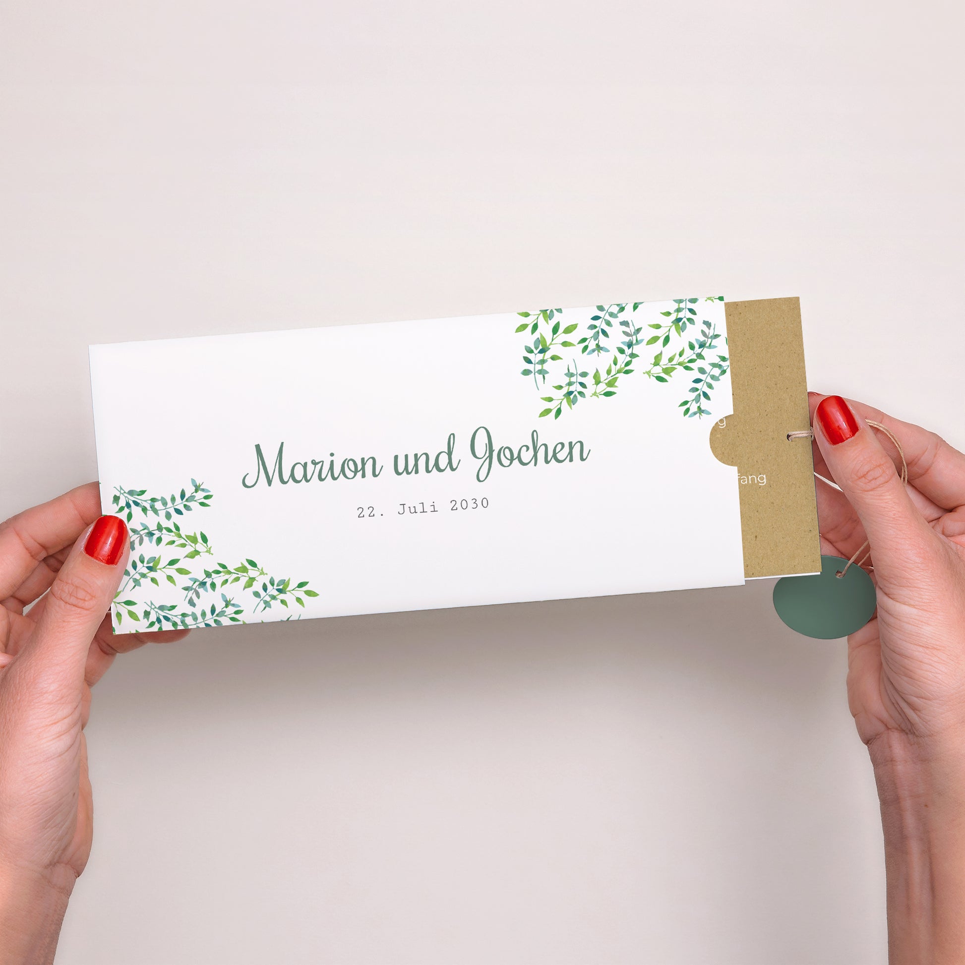 Hochzeitseinladung Mappe 2 Karten, Etikett Natur & Kraft foto N° 2