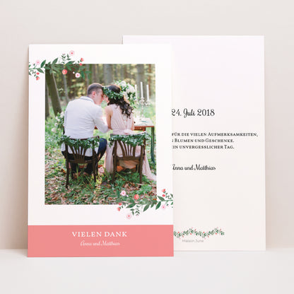 Dankeskarte Hochzeit PortraitPorträt Sommerblumen II foto N° 1