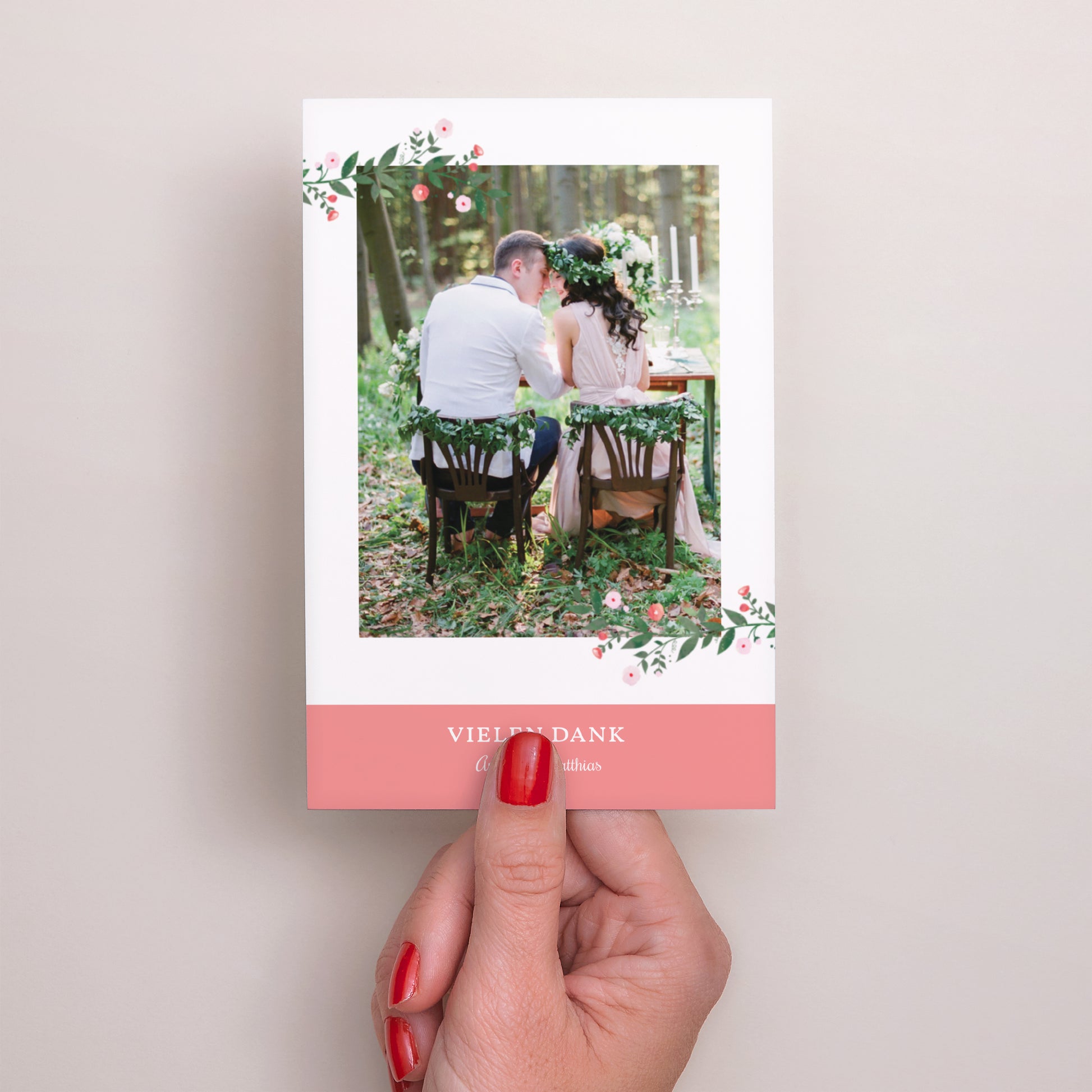 Dankeskarte Hochzeit PortraitPorträt Sommerblumen II foto N° 2