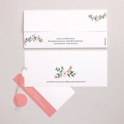 Hochzeitseinladung Mappe 2 Karten, Etikett Sommerblumen II foto N° 4