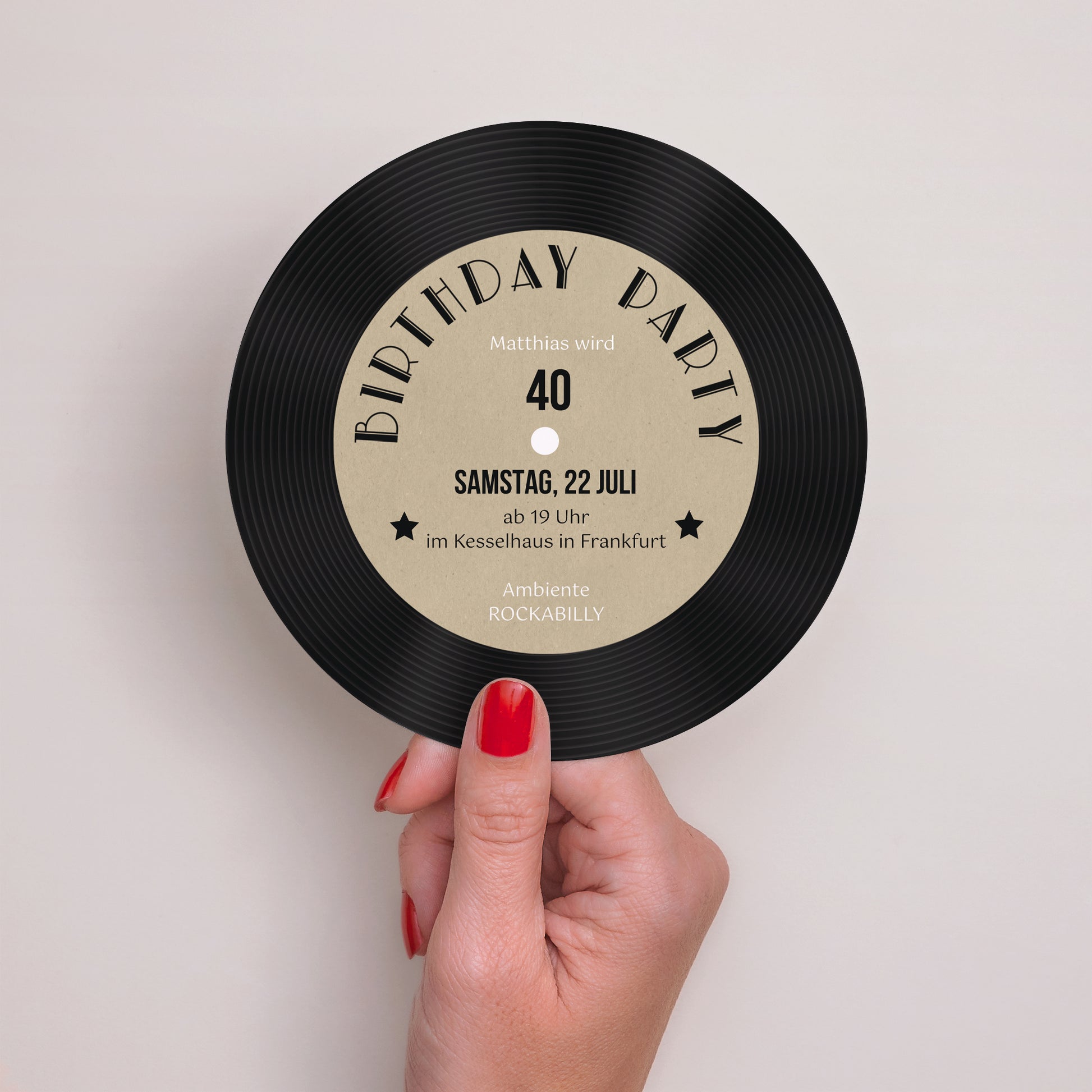 Einladungskarte Geburtstag Rund 45T Vinyl foto N° 2