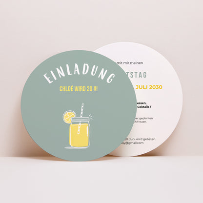 Einladungskarte Geburtstag Rund Limonaden-Bar foto N° 1