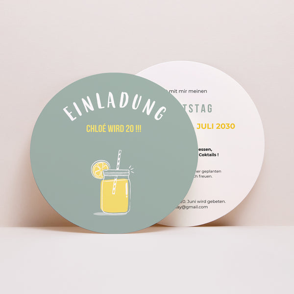 Einladungskarte Geburtstag Rund Limonaden-Bar foto