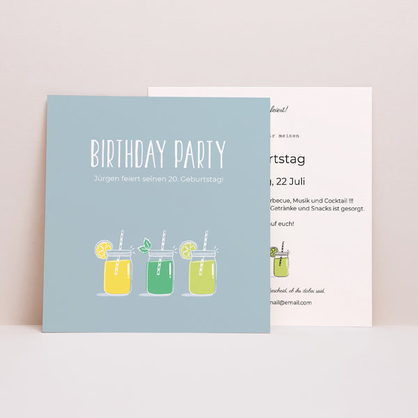 Einladungskarte Geburtstag Quadrat Limonadenparty foto