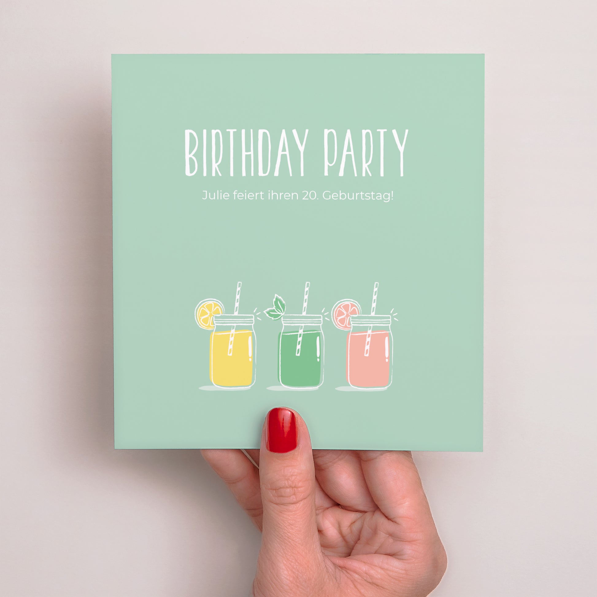 Einladungskarte Geburtstag Quadrat Geburtstagscocktails foto N° 2