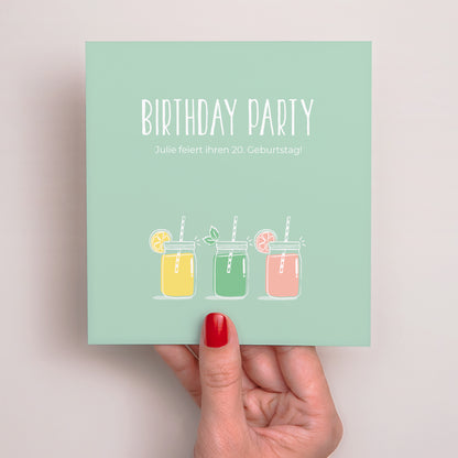 Einladungskarte Geburtstag Quadrat Geburtstagscocktails foto N° 2