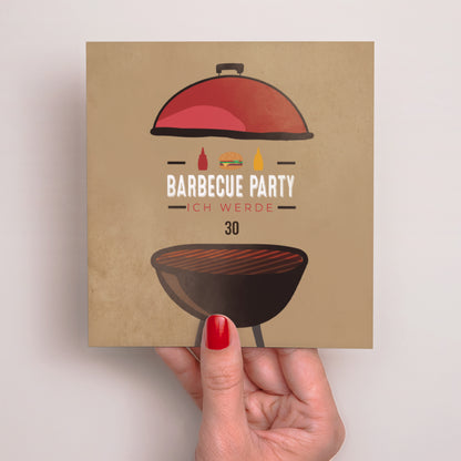 Einladungskarte Geburtstag Quadrat Grillparty foto N° 2