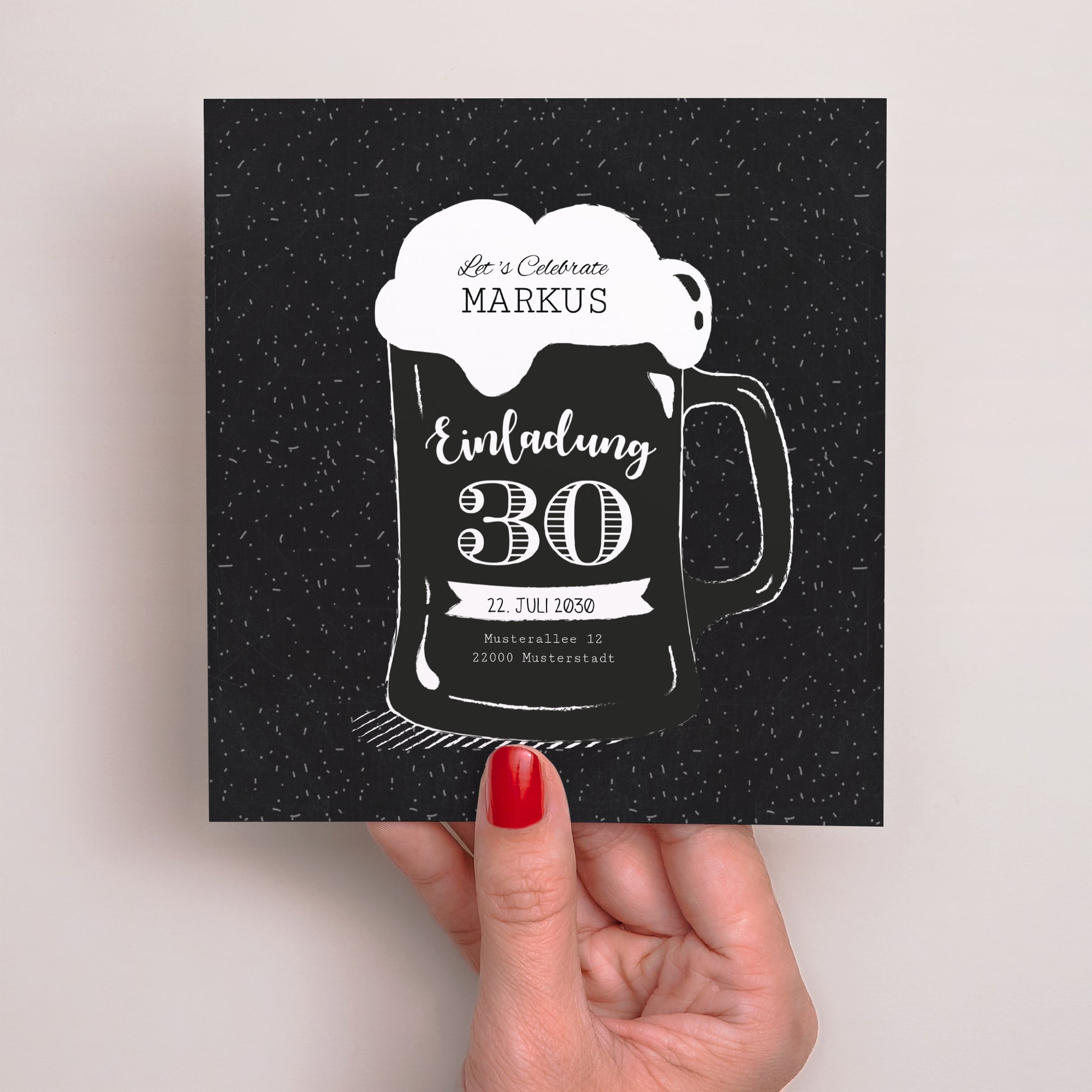 Einladungskarte Geburtstag Quadrat Pint Bier foto N° 2