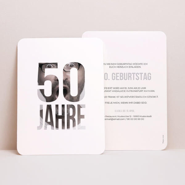 Einladungskarte Geburtstag Porträt, abgerundete Kanten Foto 50 foto