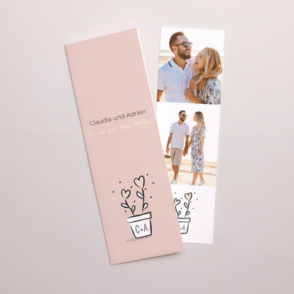 Hochzeitseinladung Fotoautomaten Lesezeichen 2 Herzen foto N° 1