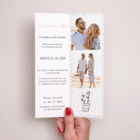 Hochzeitseinladung Fotoautomaten Lesezeichen 2 Herzen
