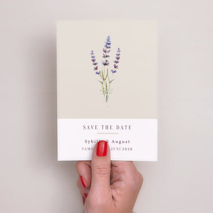Save the date Karte Hochzeit Porträt Lavendelstrauß foto N° 2