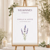 Begrüßungstafel Hochzeit Porträt 60 x 90 cm Lavendelstrauß foto N° 1