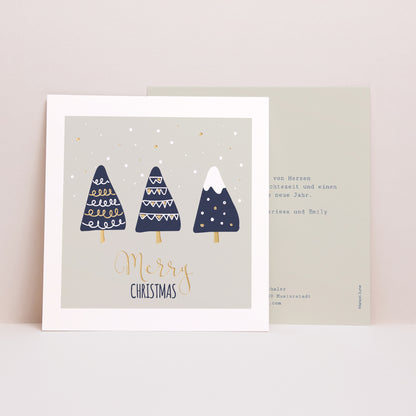 Weihnachtskarte Weihnachten Quadrat Stilisierte Tannenbäume foto N° 1
