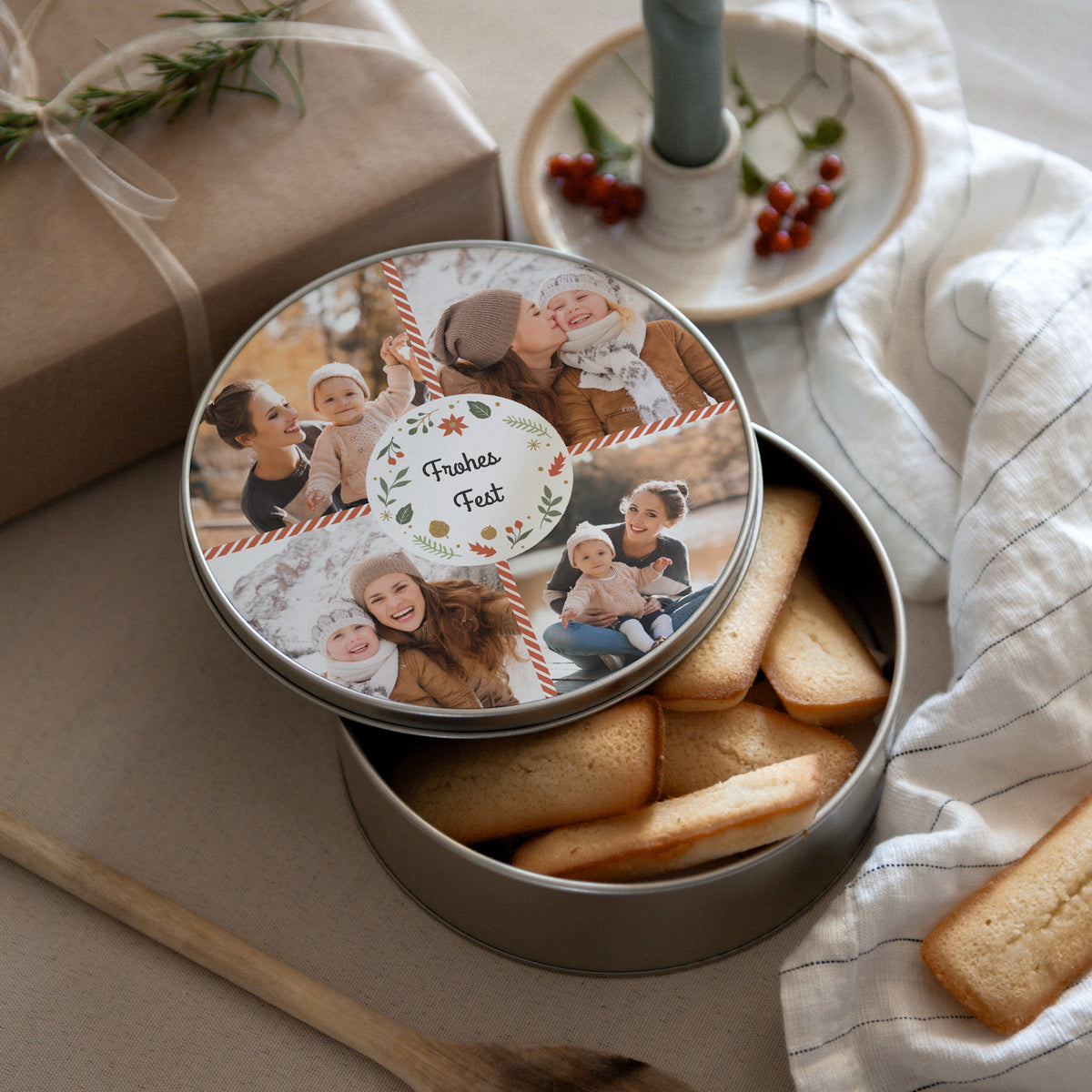 Metalldose Objekte Runde Süße Weihnachten foto N° 3