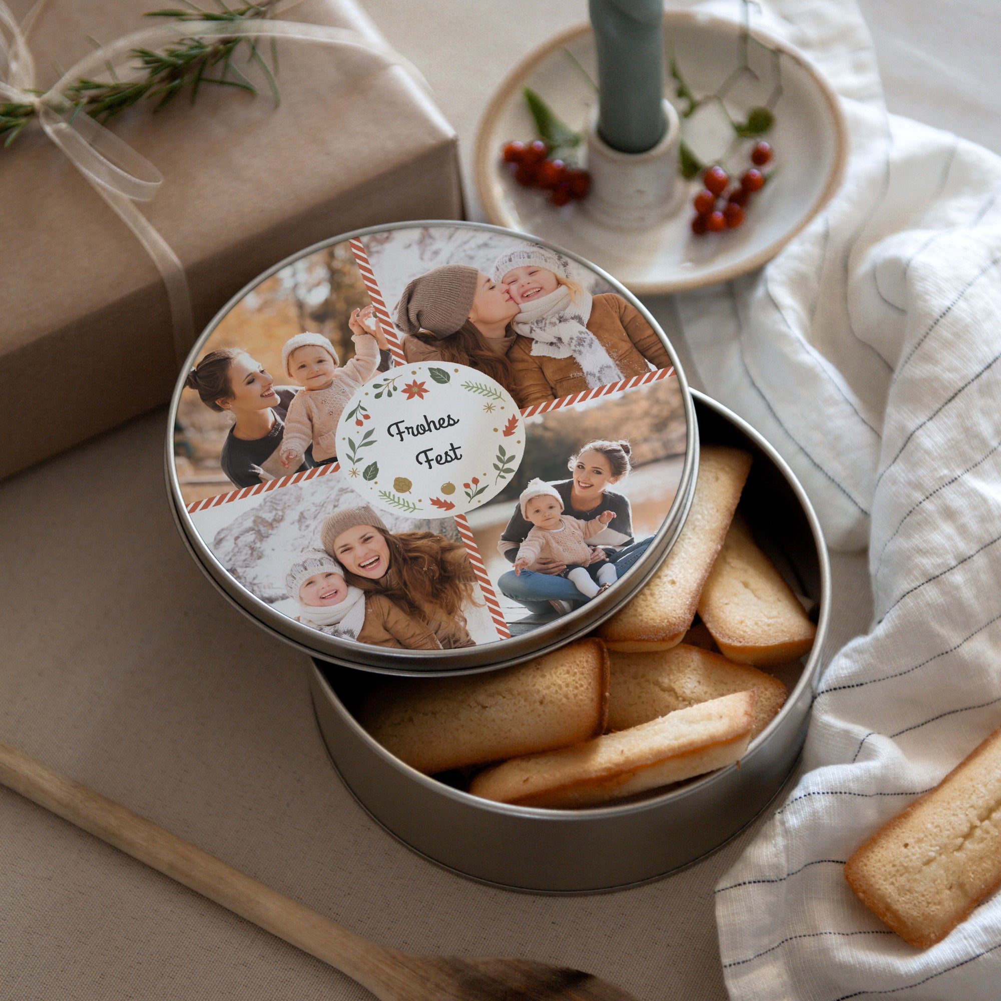 Metalldose Objekte Runde Süße Weihnachten foto N° 3