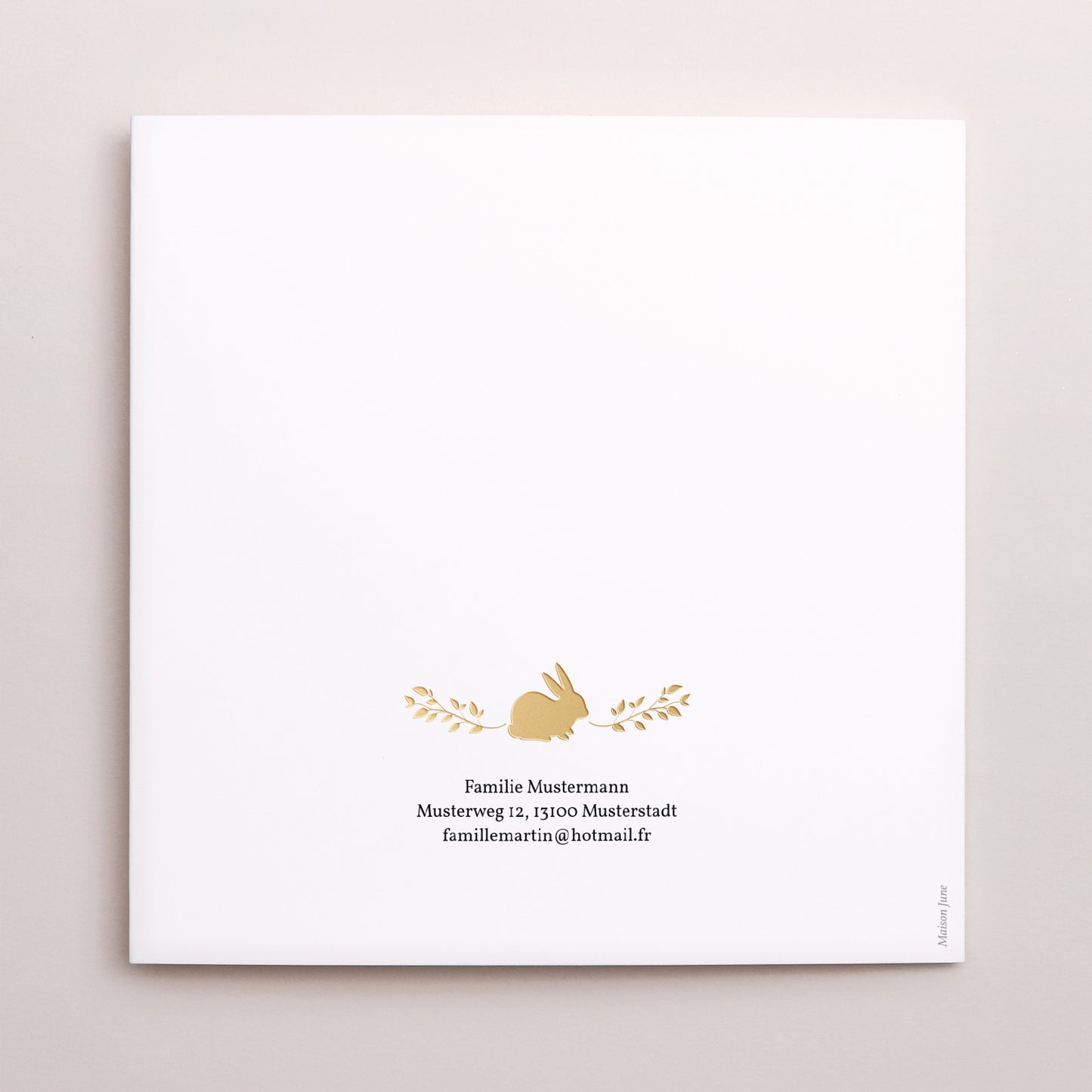 Geburtskarten Doppelflügiges Quadrat Goldenes Kaninchen foto N° 3