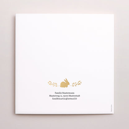 Geburtskarten Doppelflügiges Quadrat Goldenes Kaninchen foto N° 3