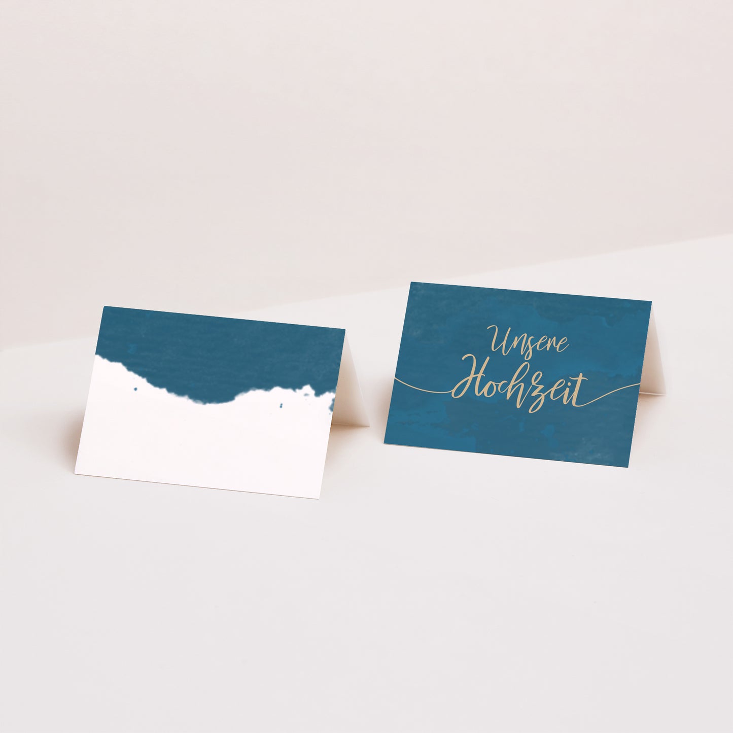 Tischkarten Hochzeit Quer Das blaue Gold foto N° 1